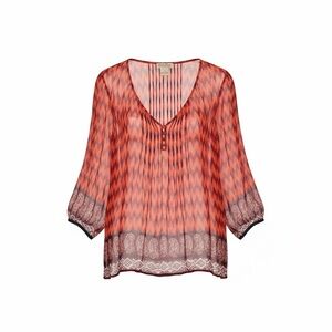 Lucky Brand Semi-Sheer Chevron Paisley Blouse – Size L – Like New